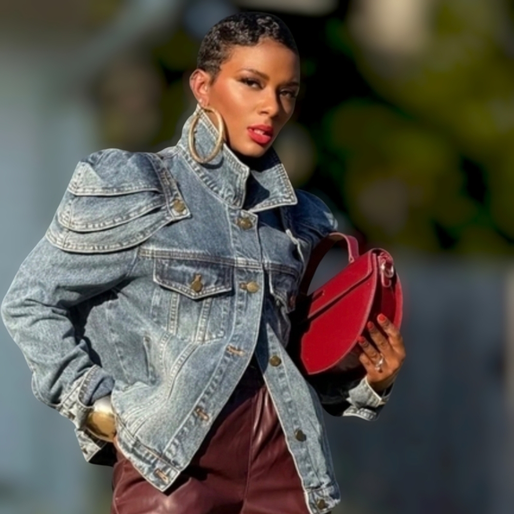 Unique Denim Jacket with Empire Shoulder Details ▪︎ Stonewash Blue ▪︎ LG - Picture 6 of 16